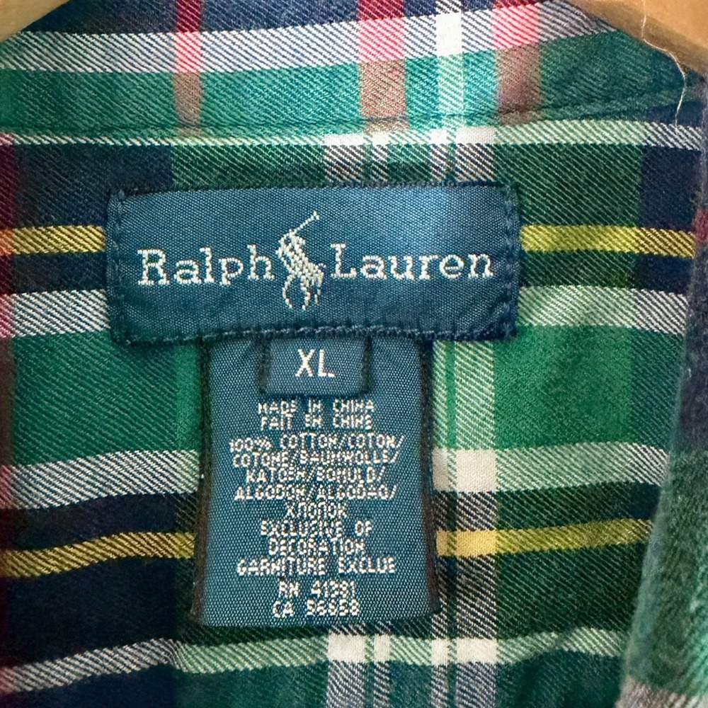 Ralph Lauren‎ Men's Long Sleeve Plaid Button Down Dress Shirt Red Medium - Picture 3 of 4